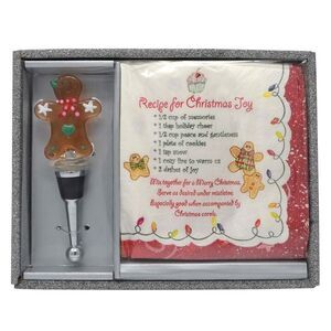 Gingerbread Wine Bottle Topper and Holiday Cocktail Paper Napkins Hostess Set